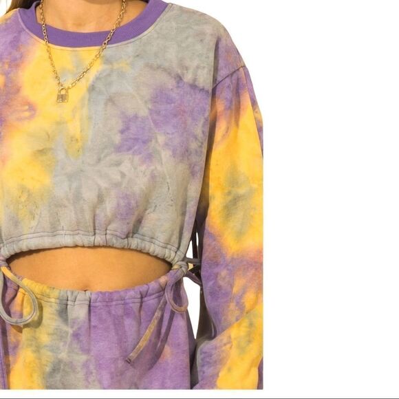 Hyfve Call Me Tie Dye Cutout Sweatshirt Dress - Picture 5 of 16